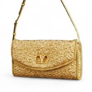 Valentino Gold Textured Women's Bag Designer Shoulder Purse